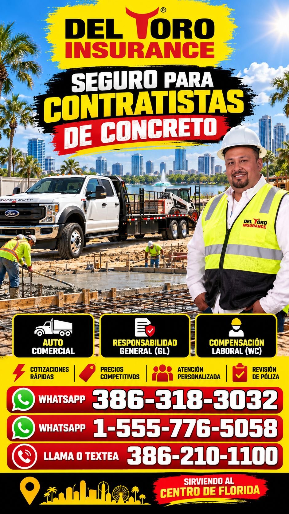 Concrete Contractor Insurance – Del Toro Insurance flyer