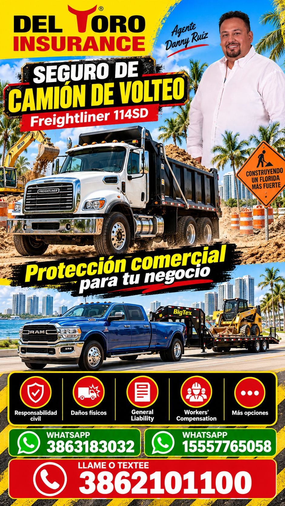 Dump Truck Insurance – Del Toro Insurance flyer