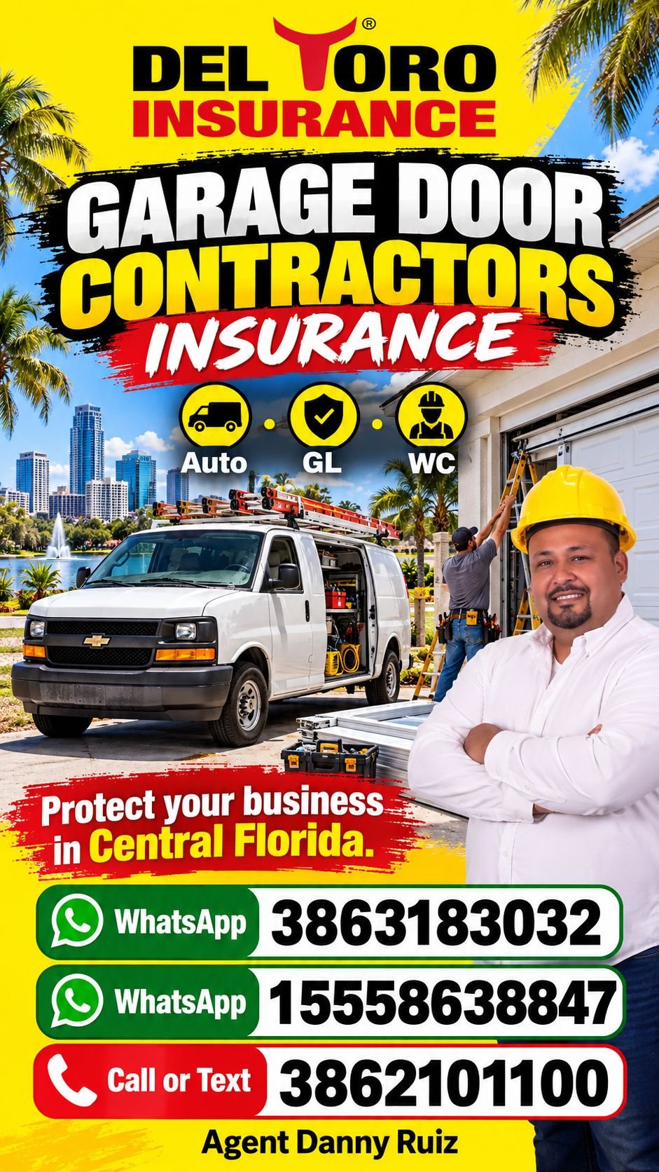 Garage Door Contractor Insurance – Del Toro Insurance flyer