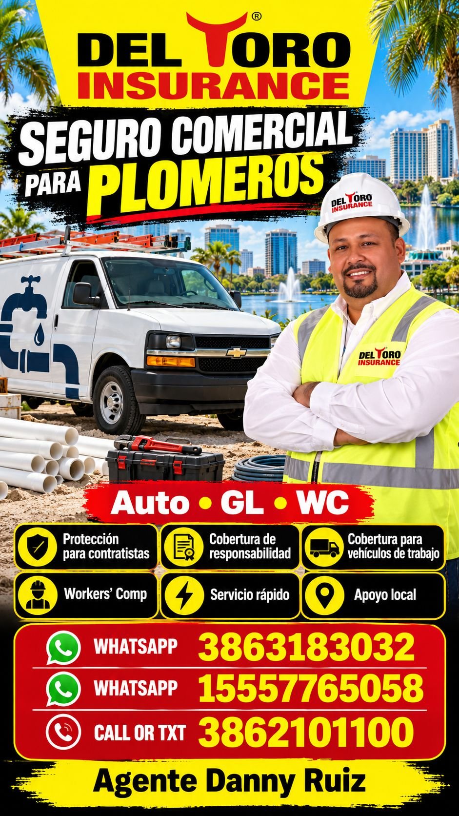 Plumbing Contractor Insurance – Del Toro Insurance flyer