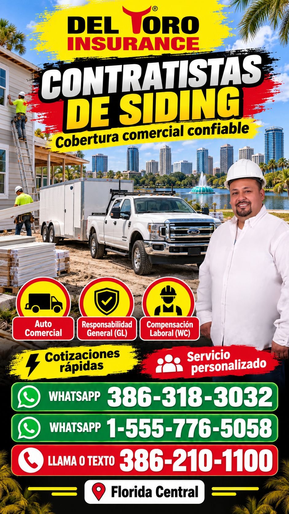 Siding Contractor Insurance – Del Toro Insurance flyer